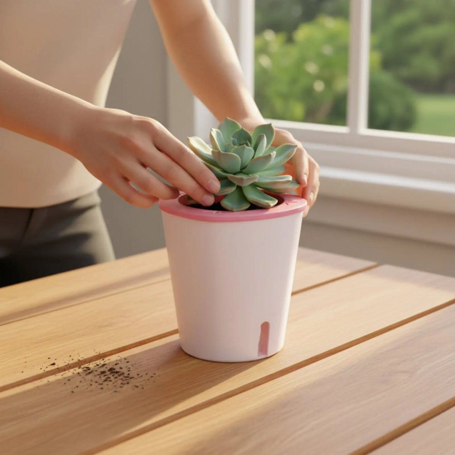 Self Watering Planter Large Size Self Watering Pot Water Reservoir Planter Hydroponic Garden Container Lightweight for Outdoor